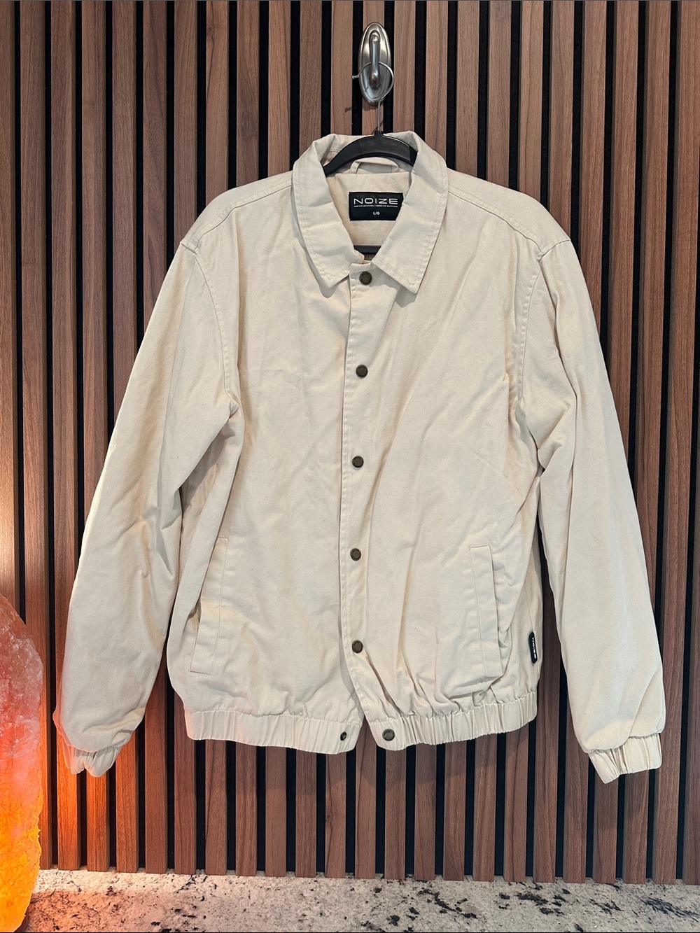 Noize Men's Cream Button-Up Bomber Jacket